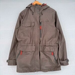 L.L. Bean Womens Brown Hooded Rain Jacket